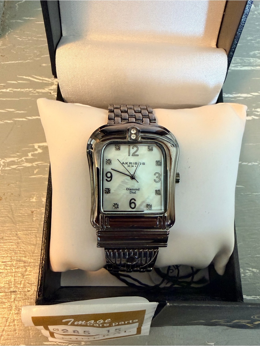 Akribos XXIV Black Stainless Steel Bracelet Watch with White Dial